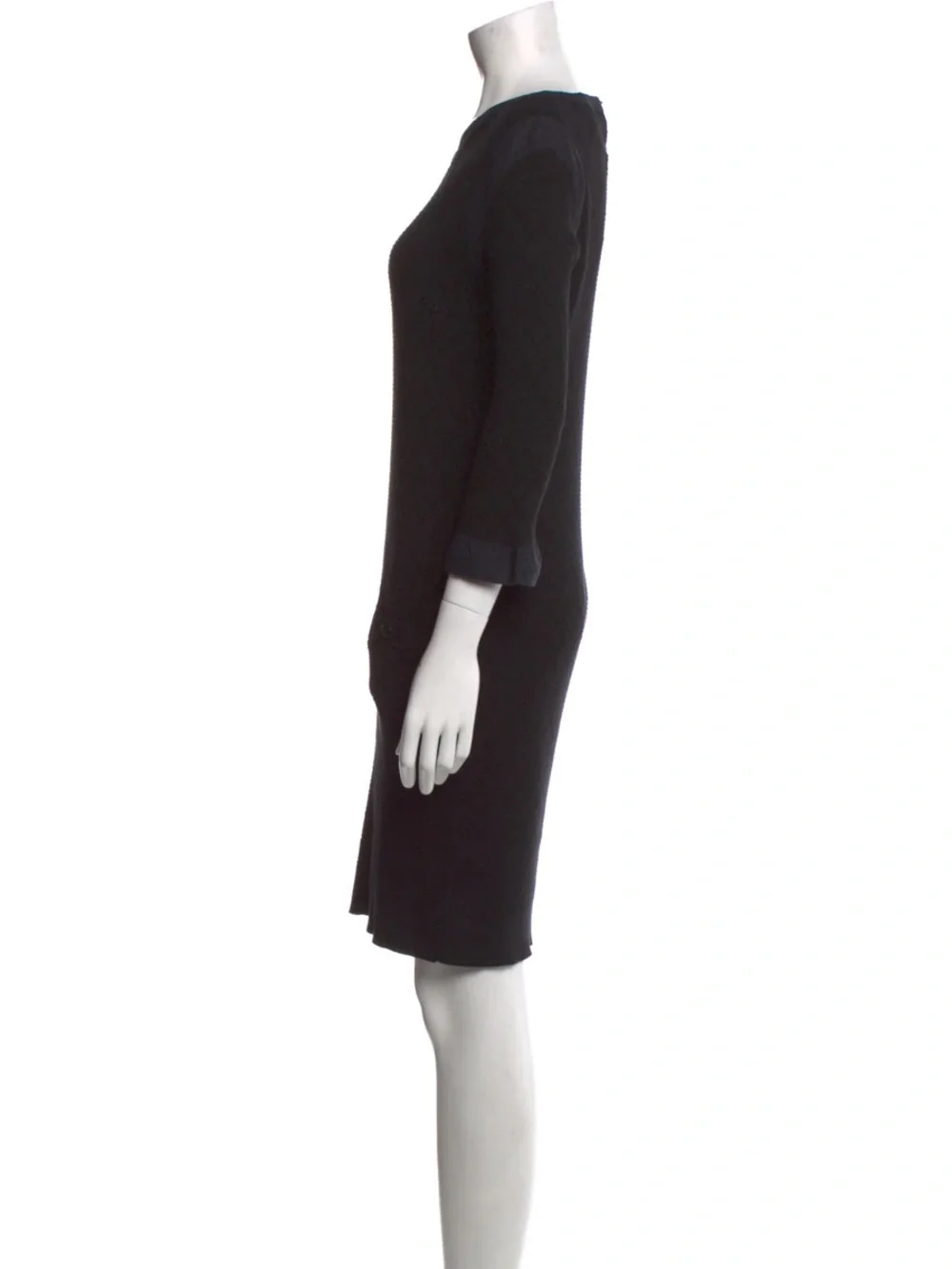 CHANEL Knee Length Black Knit Sheath Dress - Women's Size 40